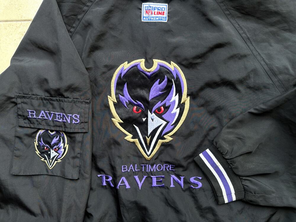 Baltimore Ravens 90s STARTER windbreaker jacket L black purple NFL Pro Line vtg